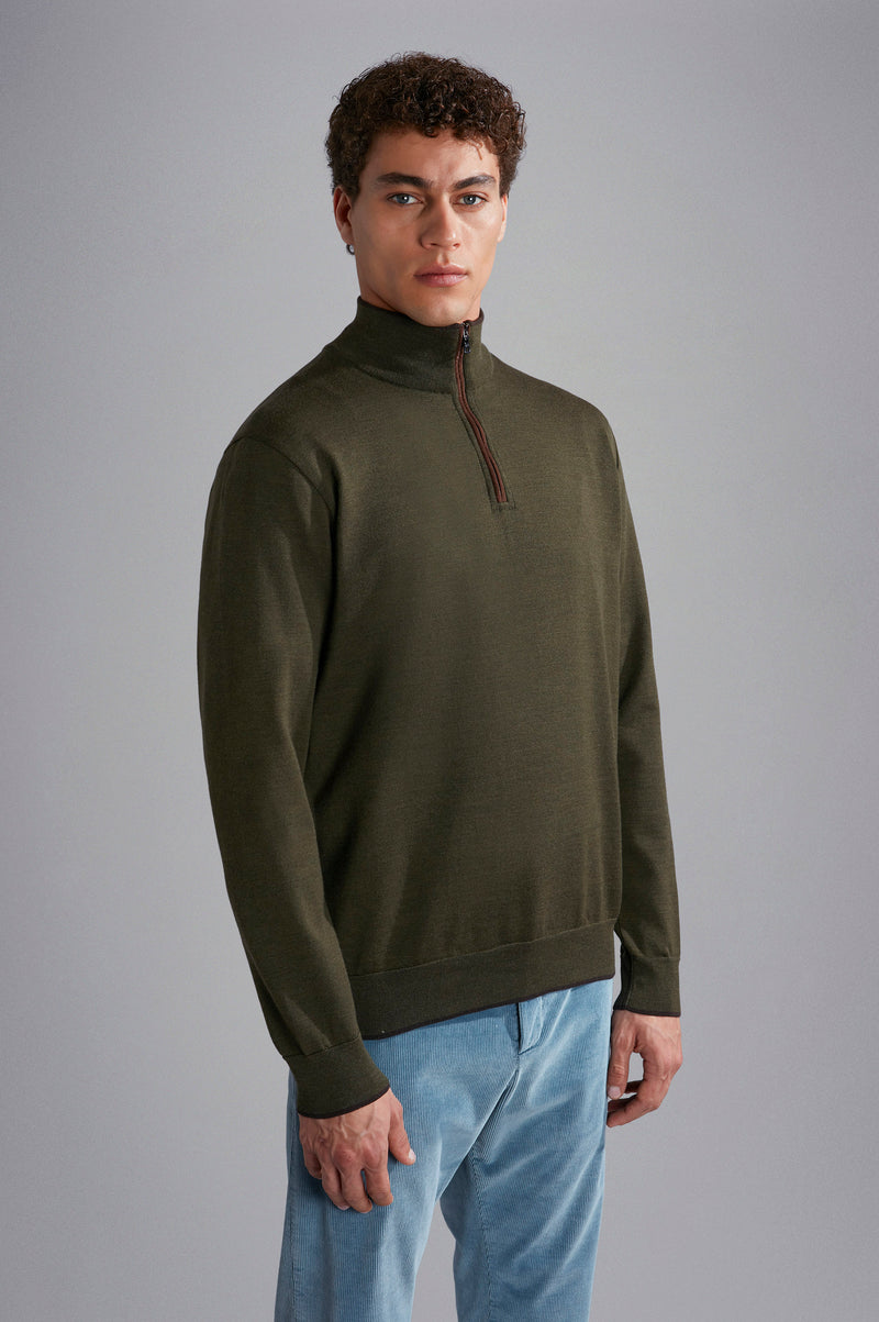 Paul & Shark Wool Sweater with Alcantara® details