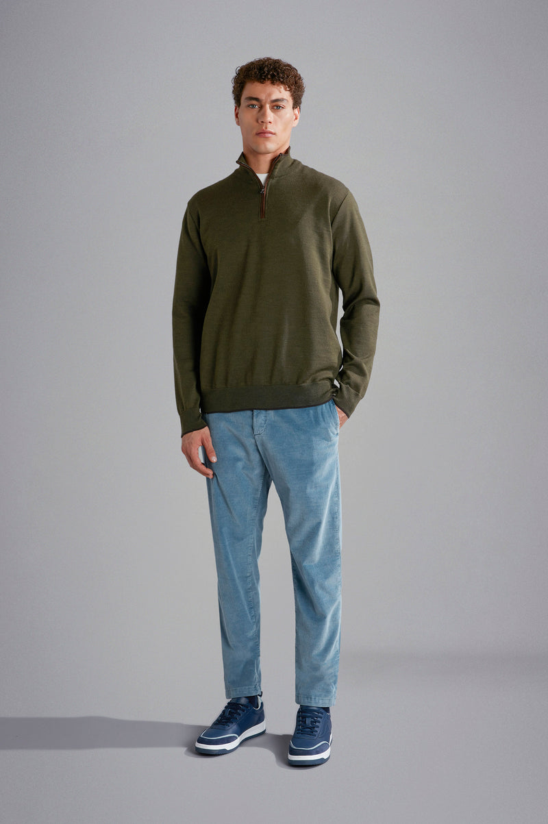 Paul & Shark Wool Sweater with Alcantara® details