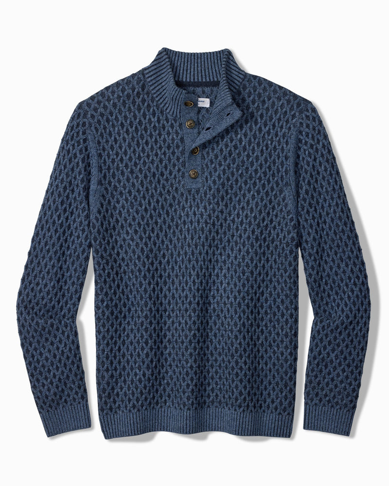 Tommy Bahama Cross Cable Button-Neck Sweater